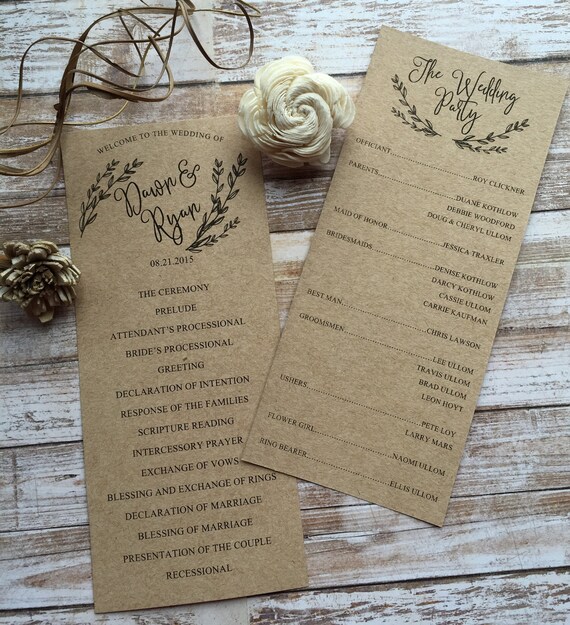Rustic Wedding Program Laurel Wedding Program Western Etsy