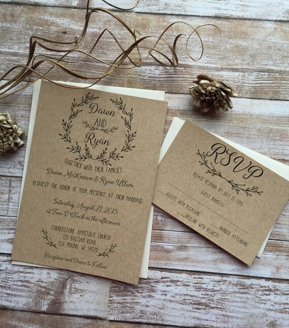 rustic wedding invitation laurel wedding invitation shabby etsy country wedding invites