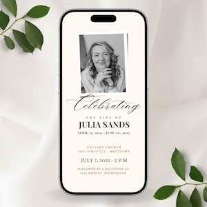 Funeral Invitation Template Canva | Digital Memorial Service Invitation PDF | Funeral Announcement Evite Template | Instant download |