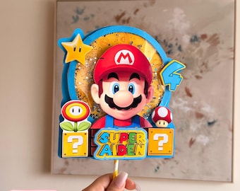 Décoration de gâteau personnalisée Mario Kart | Nom personnalisé 3D, âge | Décoration de fête de jeu vidéo