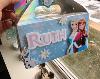 Boîte à pignons 3D La Reine des neiges personnalisée – Cadeau d'anniversaire d'hiver, motif superposé