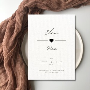 Minimalistische Hochzeitseinladung Vorlage, Modernes Schwarz Weiß Canva Design, Elegante bearbeitbare Hochzeitskarte | SS136