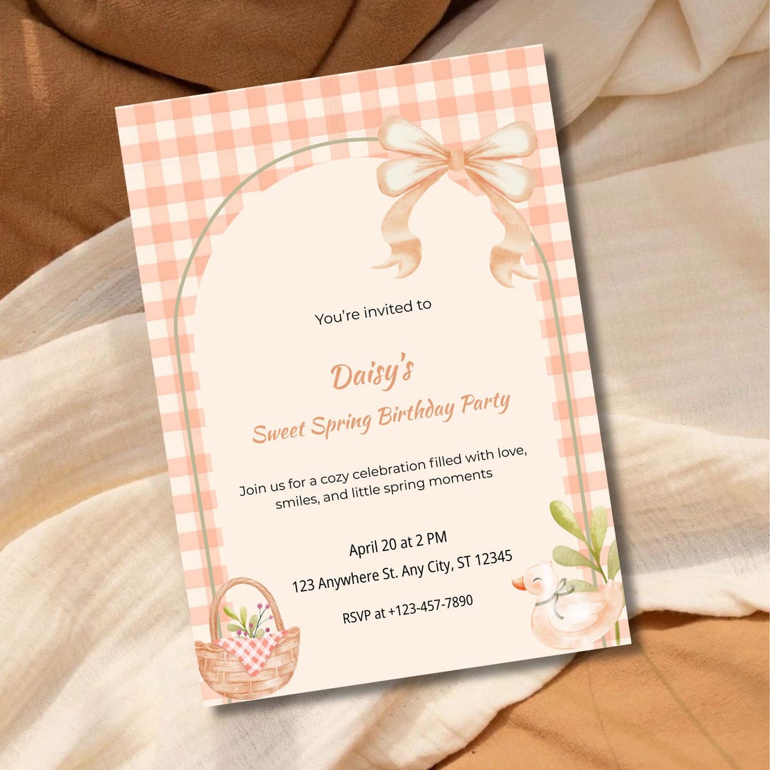 Spring Party Invitaito Editable Spring Birthday Invitation, Sweet Spring Girl Birthday Party ...