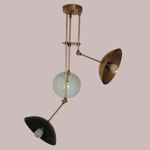 Flush Mount 3 light Raw brass Mid century Sputnik chandelier - pendant light - Flush Mount Ceiling Light  - Industrial Low Dim Ceiling light