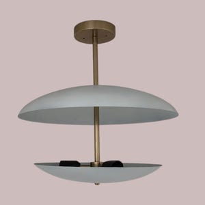 Flush Mount Brass Double Disc Shade Pendant Ceiling Light 3 Light Pendant Light fixture Ambient Glow Light Mid-century Indirect Glow Fixture