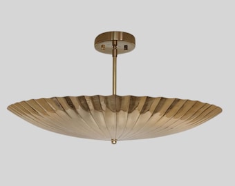 Lámpara de techo colgante de disco de latón de 6 luces - Lámpara de techo Sputnik de mediados de siglo - Iluminación llamativa - Lámpara Sputnik escultural