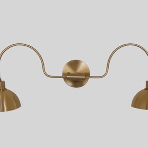 Brass wall Sconce 2 light brushed Brass Italian wall sconce - Mid century wall sconce - Minimalistic wall light fixture - vanity Lamps
