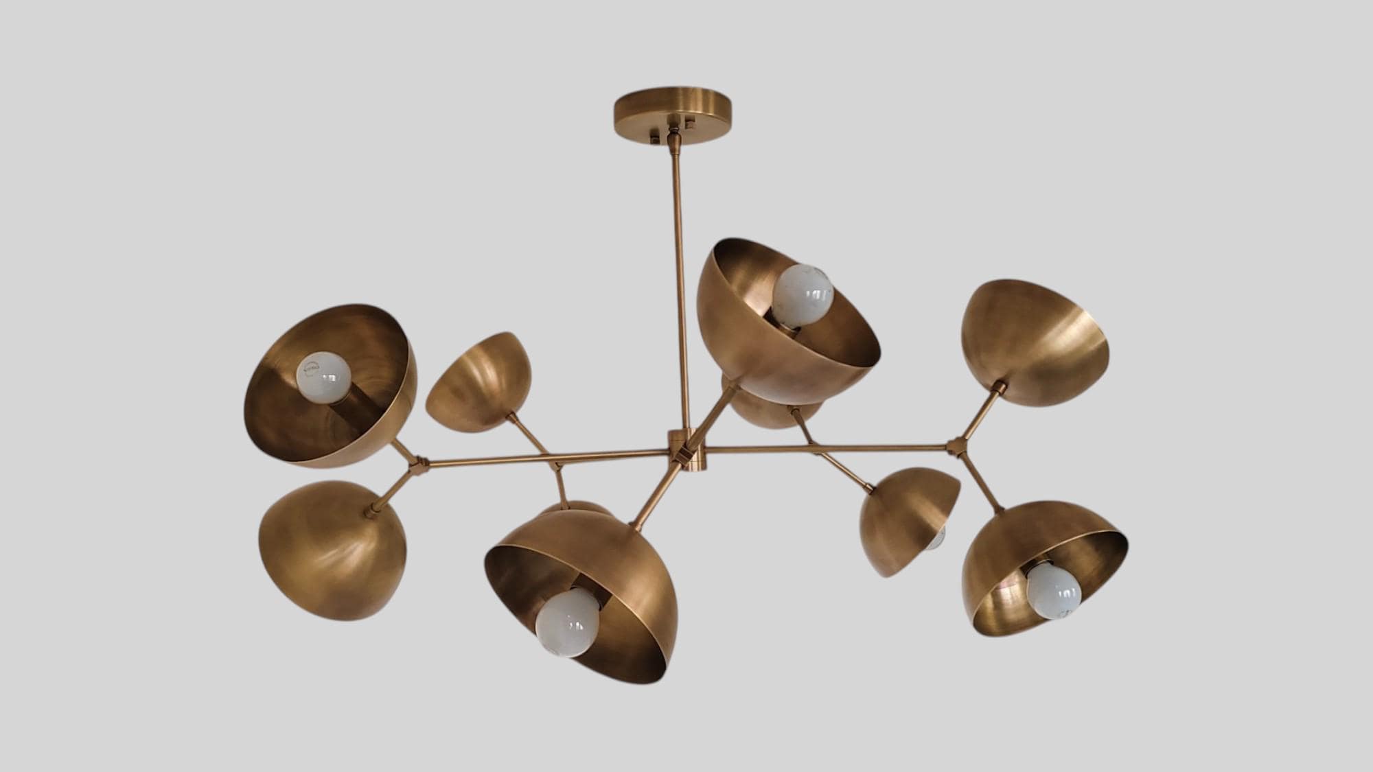 ミッドセンチュリー 真鍮 スプートニク シャンデリア - 10灯