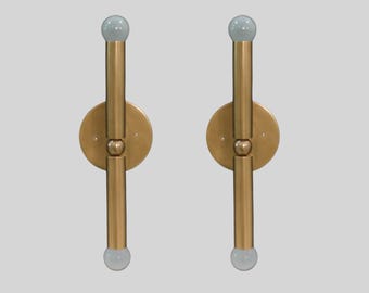 Mid Century Modern Brass Sconce - Atomic Era Wall Light