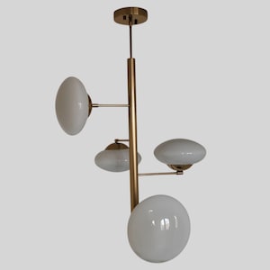 Modern Pendant Ceiling Light 4 Glass Globe Brass Sputnik Chandelier Ceiling Lamp Modern Raw brass Bedroom Ceiling Fixture Dining room light