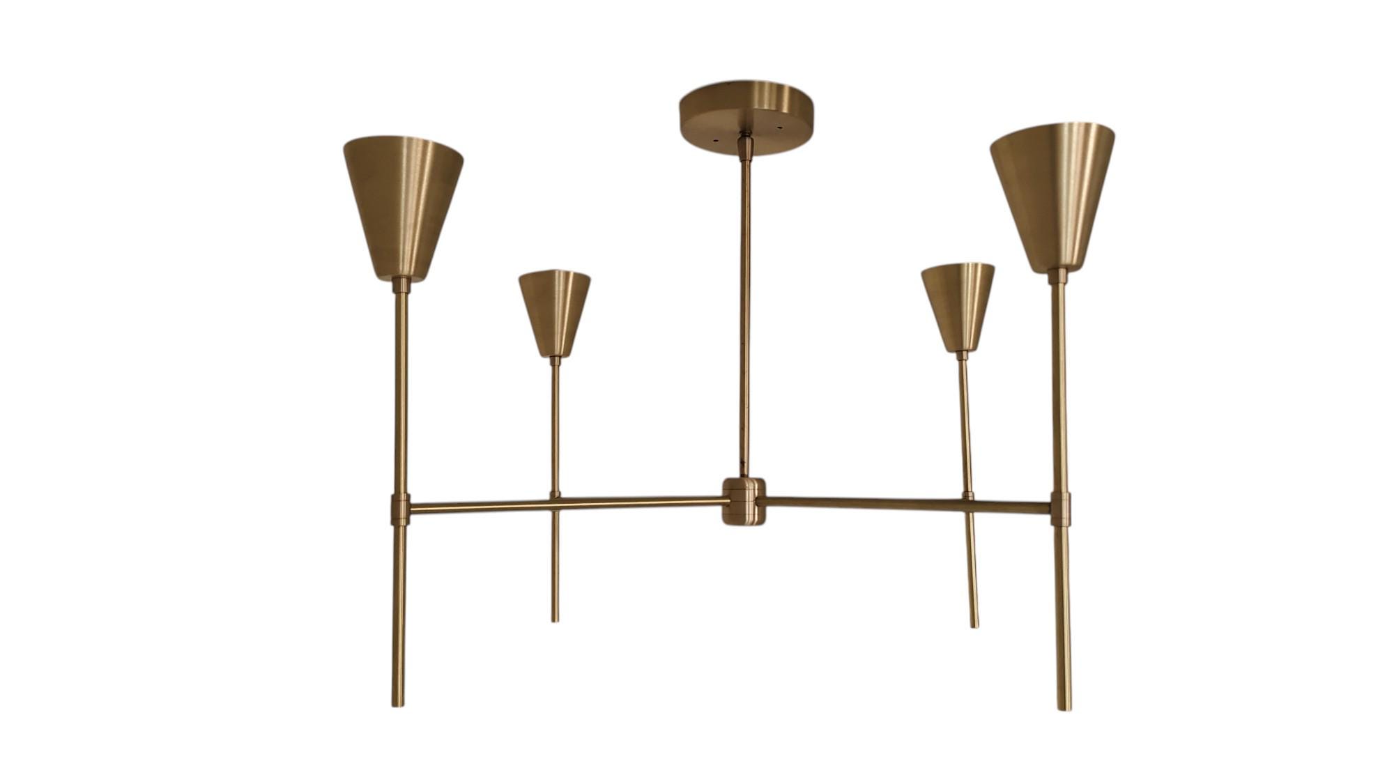 1950年代ミッドセンチュリーのスプートニクシャンデリア、真鍮製4灯