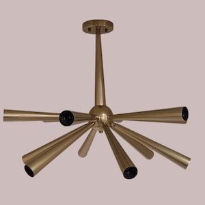1950&#39;s Elegant Brass Sputnik Chandelier - Mid Century Ceiling Light Fixture - Brass Chandelier - statement Chandelier 12 Light Glow Ambient