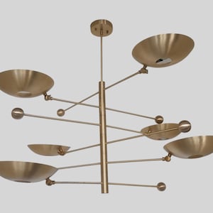 6 Light Brass Sputnik Chandelier Disc Shade Brushed brass Mid Century Ceiling Light Fixture Brass Chandelier Pendant Ceiling Light Fixture