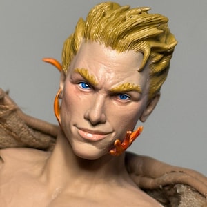 Escultura de cabeza de Johnny Storm de la Antorcha Humana a escala 1/12