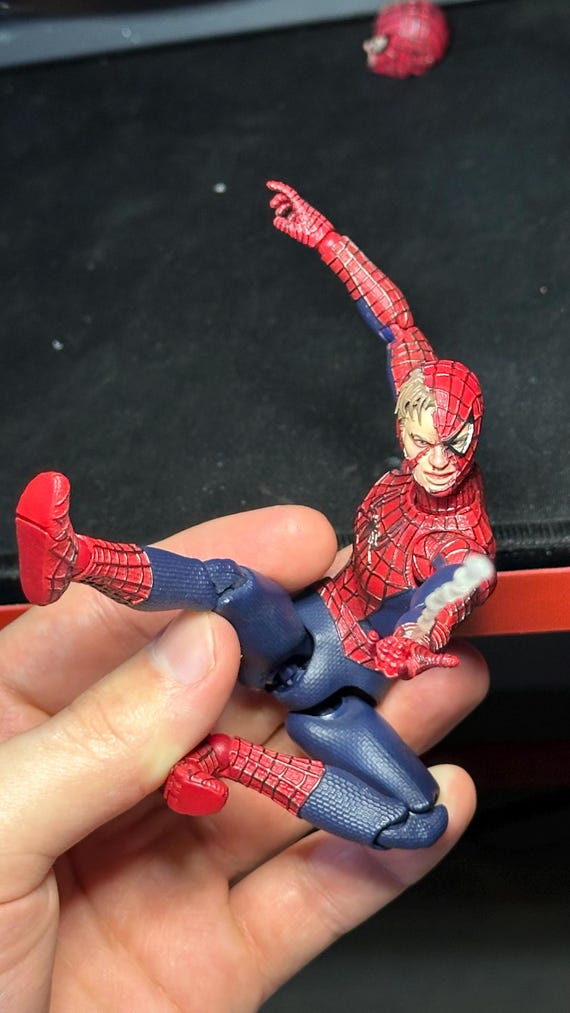 Battle Damaged Angry Tobey Spider Man Custom Raimi Mask Headsculpt