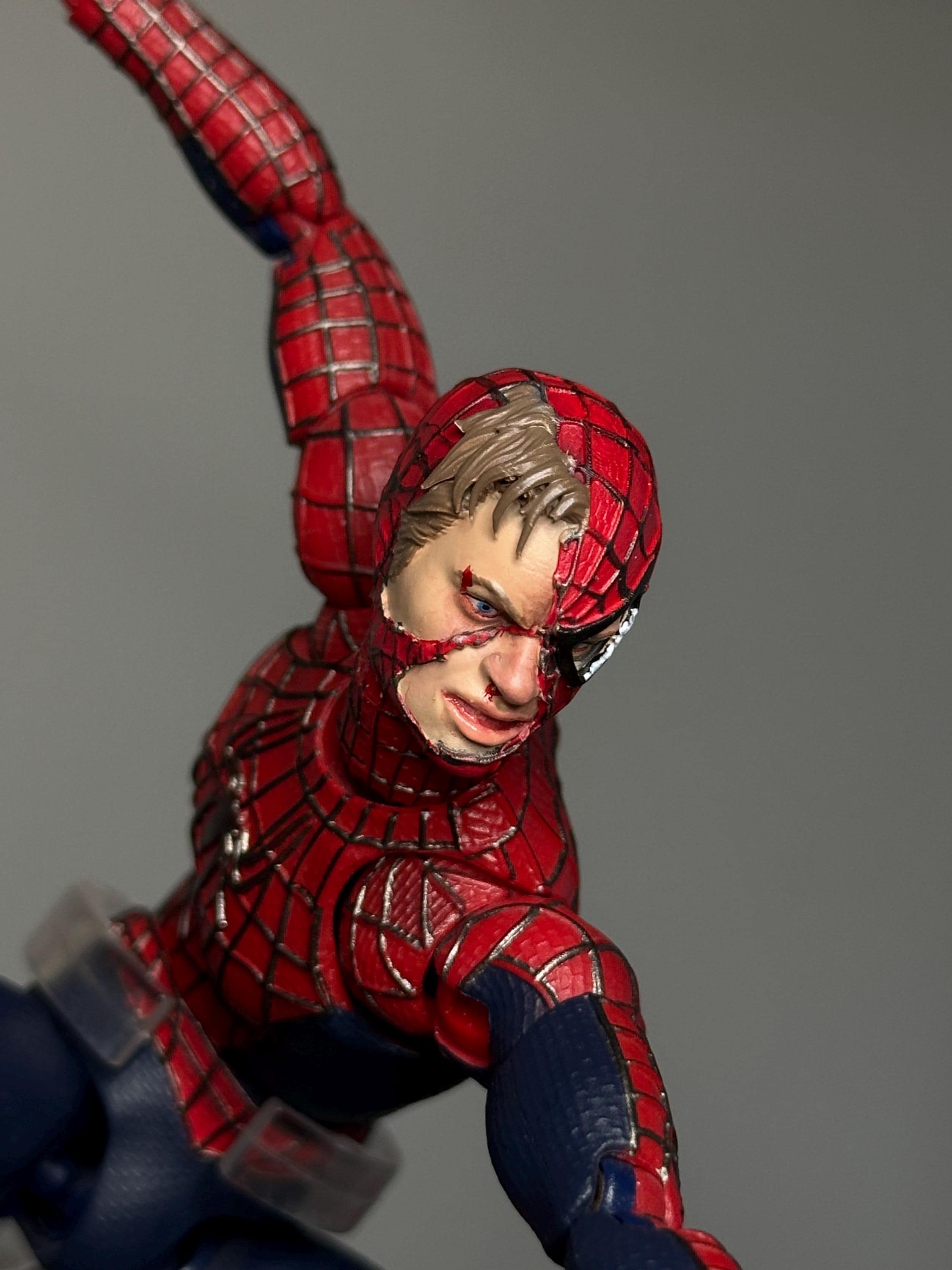 Battle Damaged Angry Tobey Spider Man Custom Raimi Mask Headsculpt