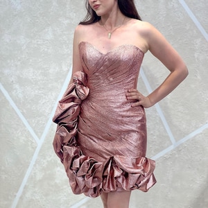 Mini Dress Sparkly Satin Corset - Custom Size Back Lace-Up Party Dress - Glitter Satin Cocktail Dress - Unique Handmade Design