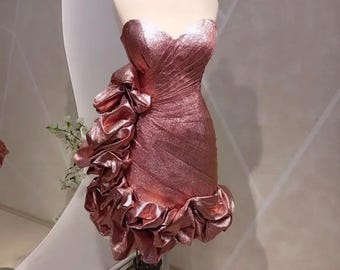 Sparkly Satin Mini Dress: Corset Lace-Up, Handmade Party Cocktail Dress Custom Size