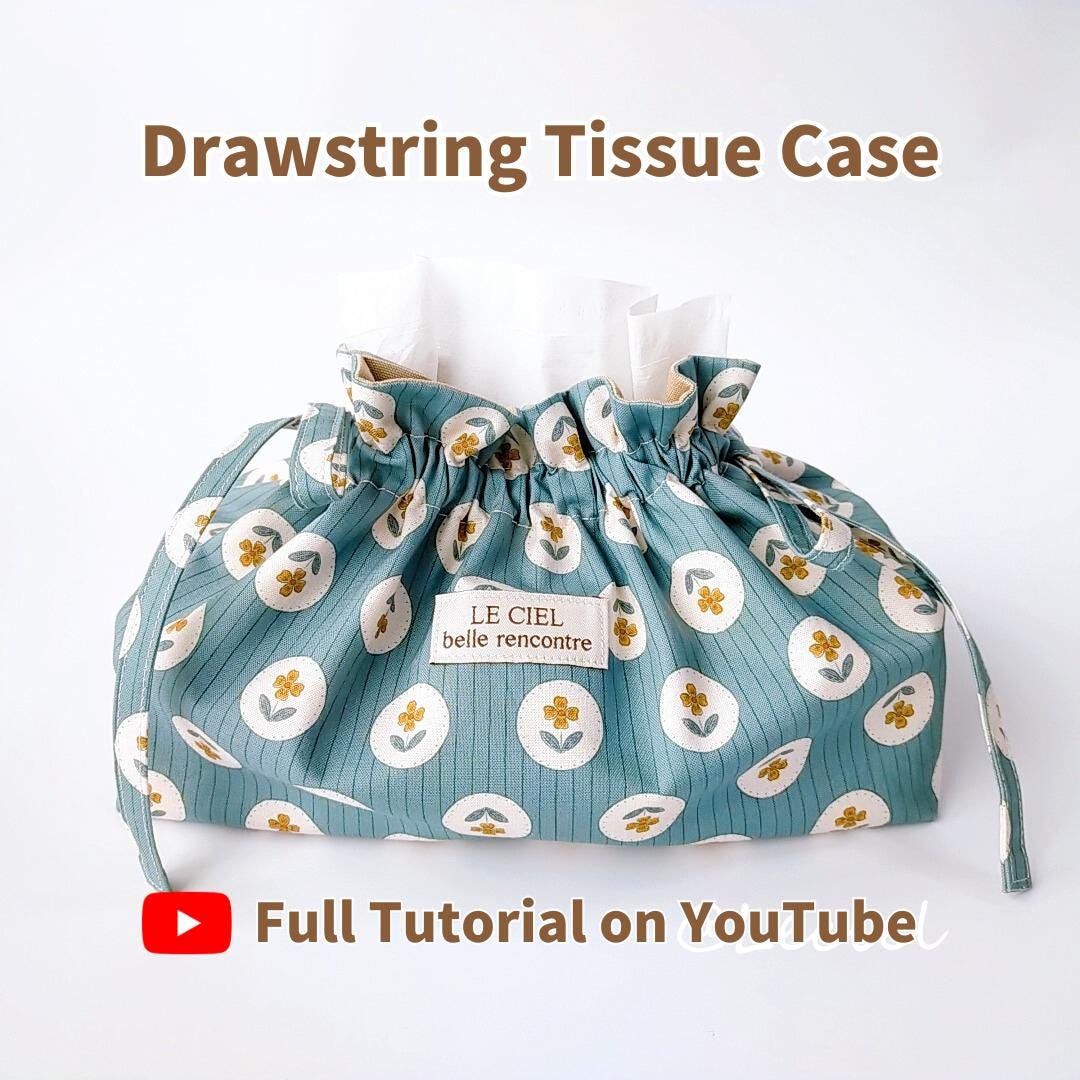 Drawstring Tissue Pouch Sewing Pattern | Fabric Tissue Holder Bag PDF ...