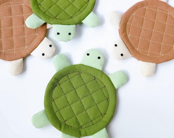 Turtle Coaster Sewing Pattern | Cute Animal Mug Rug PDF Pattern, Fabric Coaster, Instant Download