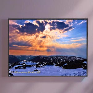 Angelic Mountains – Serene Mountain Sunset Landscape - Wall Art Digital Print - Download