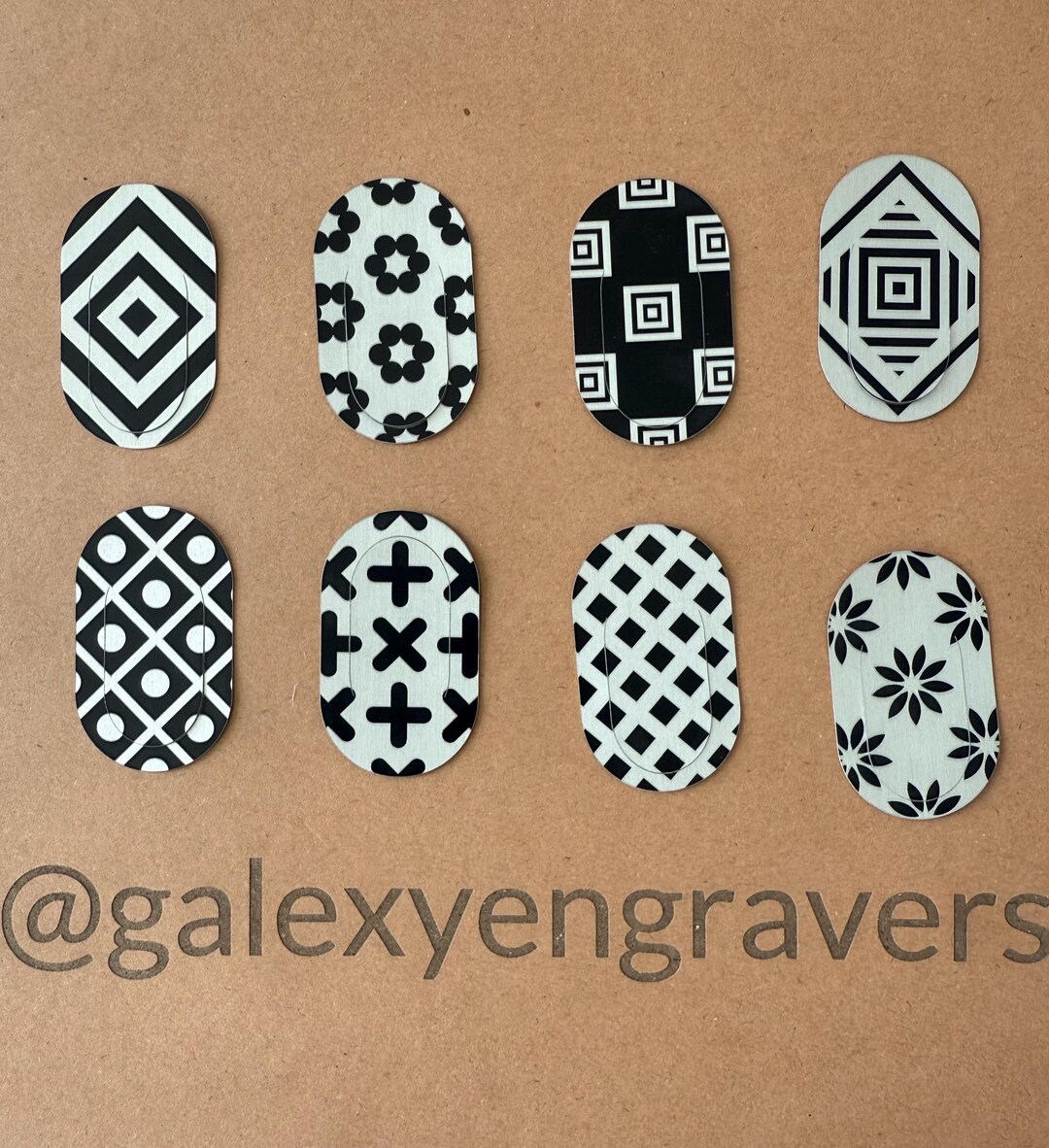 Geometric Pattern Bookmarks With Tab | Laser Engraved Metal Bookmarks ...
