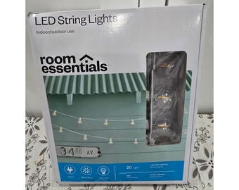 Room Essentials LED String Lights – Warm White Globe Bulbs – New in Box (Tested)