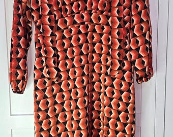 Worthington Retro Geometric Long-Sleeve Dress - Size M (Discounted)