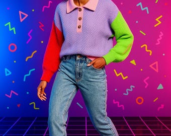 Bibi Colorblock Collared Sweater – XL (Discounted)