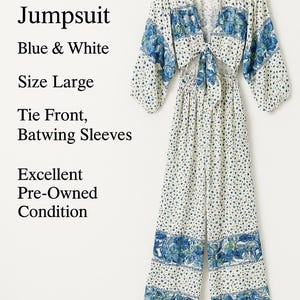 Free People Paradise Jumpsuit – Blue & White – Size Large*Discounted image 3