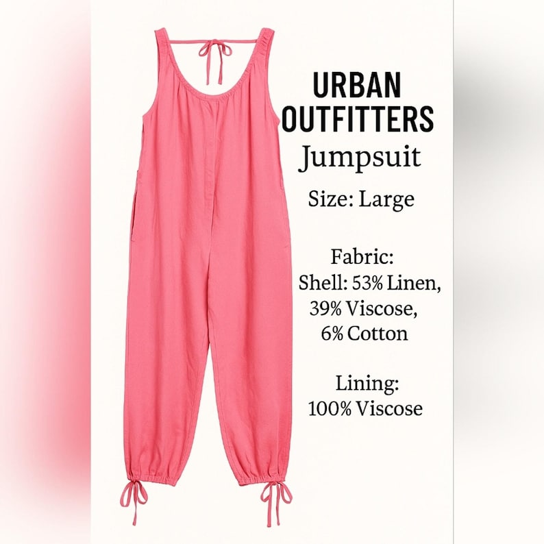 Urban Outfitters Pink Linen Blend Jumpsuit*Discounted image 1