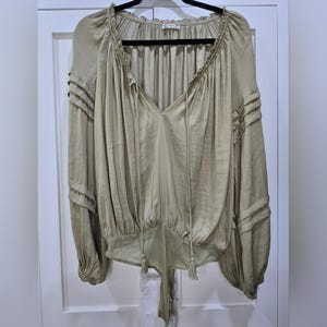 Free People Olive Green Long Sleeve Thong Bodysuit - Small (Discounted) zdjęcie 1
