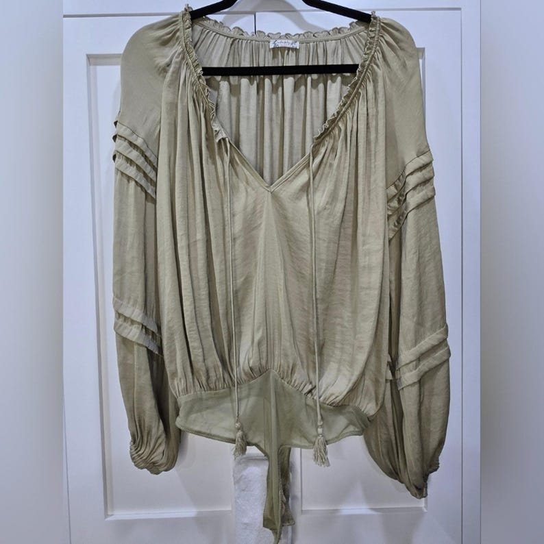 Free People Olive Green Long Sleeve Thong Bodysuit - Small (Discounted) zdjęcie 1