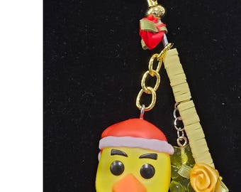 Handmade Yellow Chick Keychain Bag Charm Reworked Vinyl Figure One of a Kind