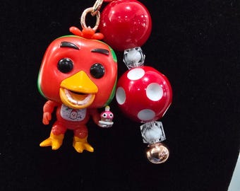 Handmade Beaded Keychain With Reworked Mini Vinyl Figure | Bag Charm