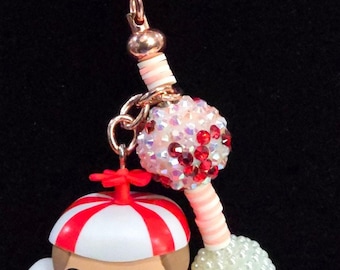 Handmade Beaded Keychain With Reworked Mini Figure | Cute Bag Charm | One of a Kind Accessory