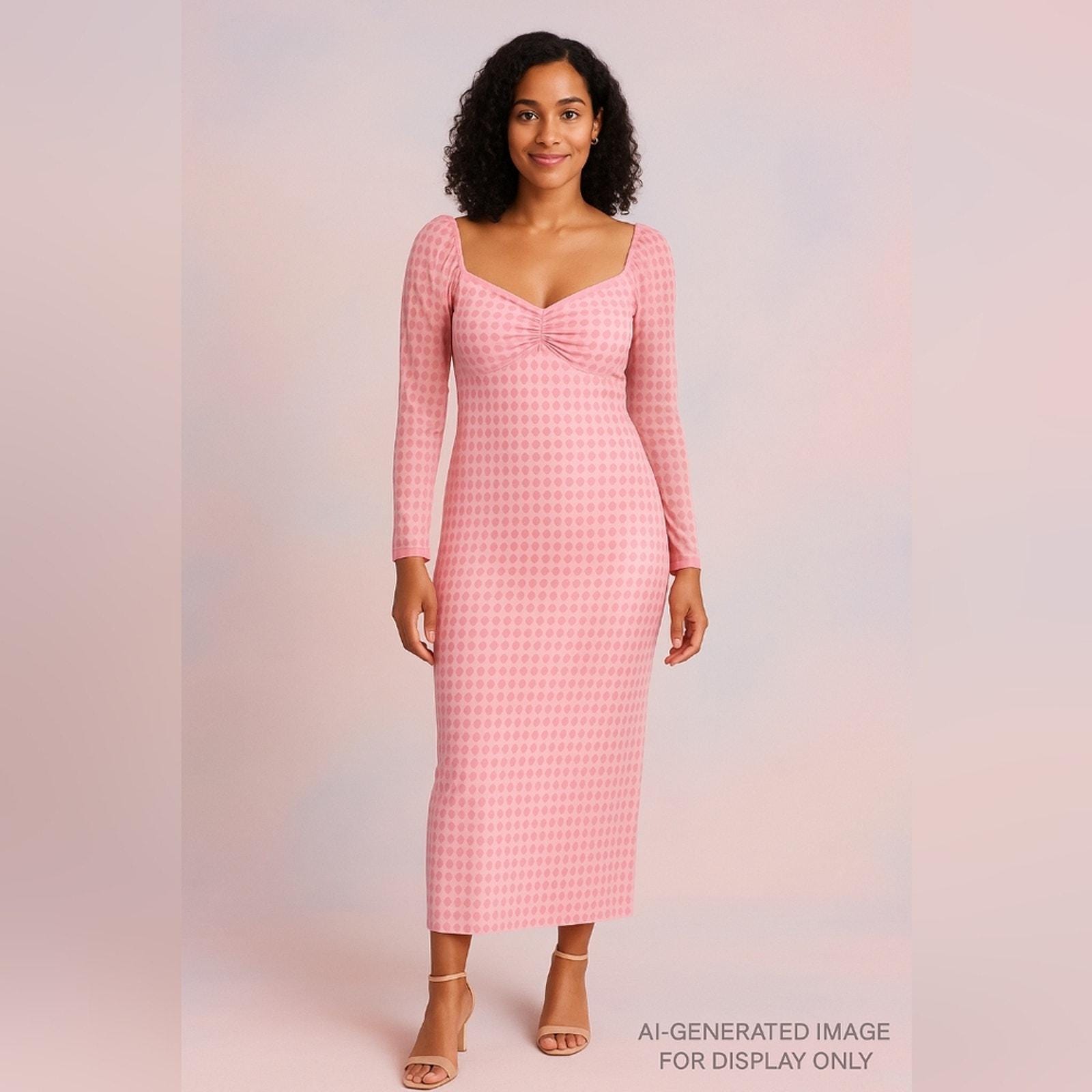Pink Polka Dot Mesh Midi Dress - Size L (House of Aama x Target)
