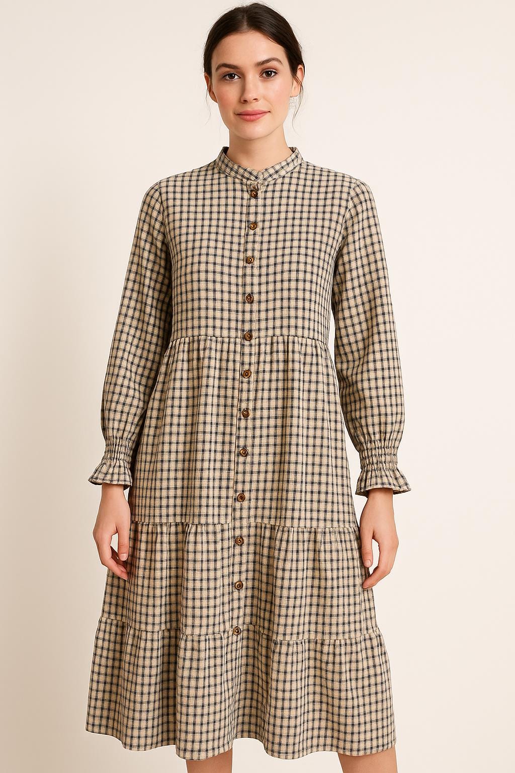 Brown Plaid Midi Dress - Etsy