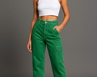 Fashion Nova High-Rise Green Cargo Pants – Size 15