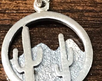desert wild west cacti 18k rose gold over 925 sterling silver mini cactus plant pot pendant Small shiny rose goldCactus Charm vermeil