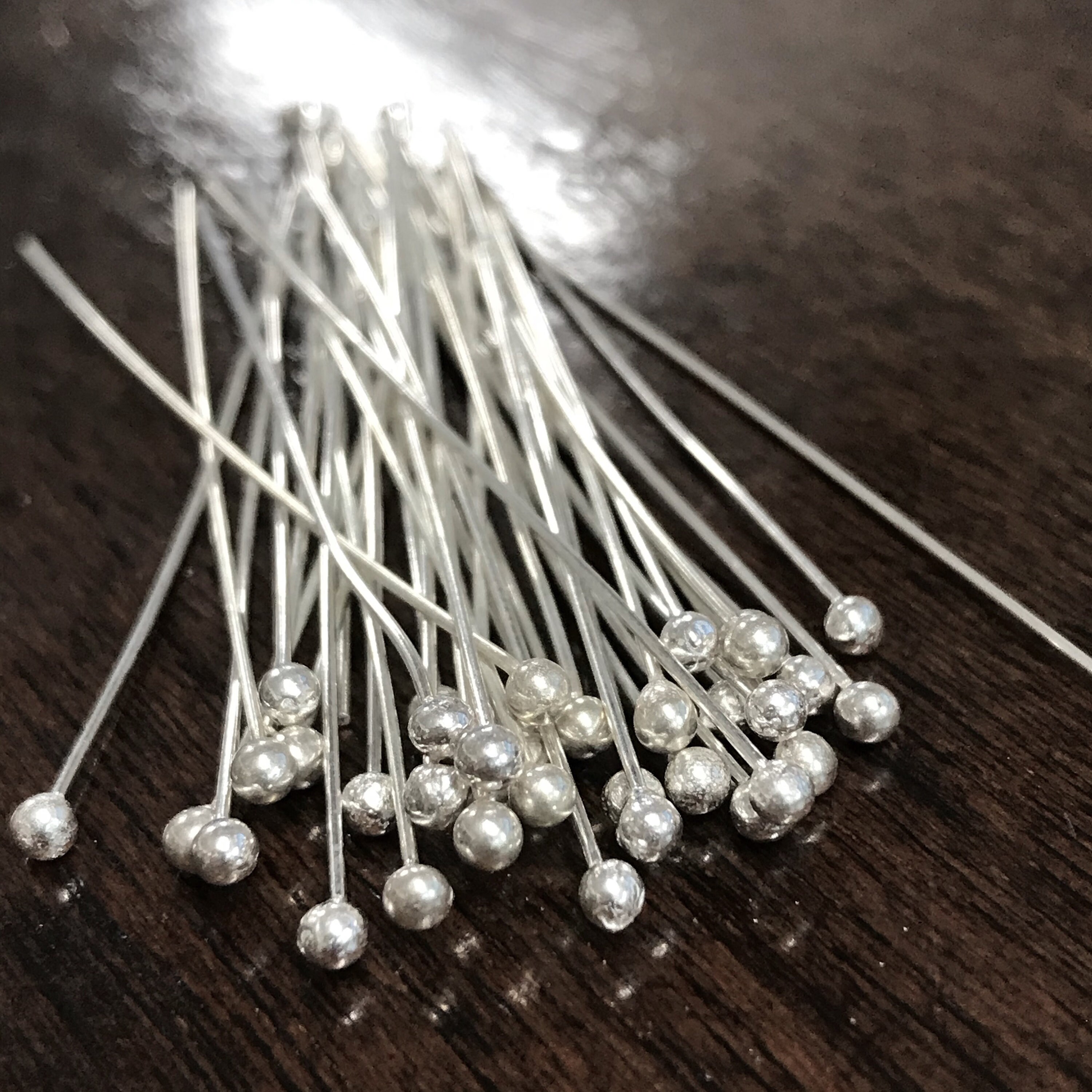 24 Gauge Ball Head Pins Sterling Silver Head Pins 55mm Long Etsy