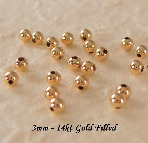 3mm 14k gf STARDUST Beads pkg 25