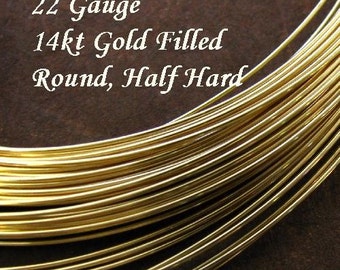 Gold Filled Wire - Round - 22 Gauge Wire - Half Hard - 10 Ft - 14kt GF - Oakhill Silver Supply HH22GF10