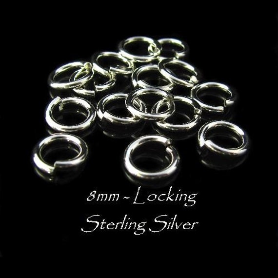 Bails 6mm Round Locking Tempered and Hardened Connectors 18 gauge Oakhill Silver Supply JR2 10 Links Sterling Silver Jump Rings