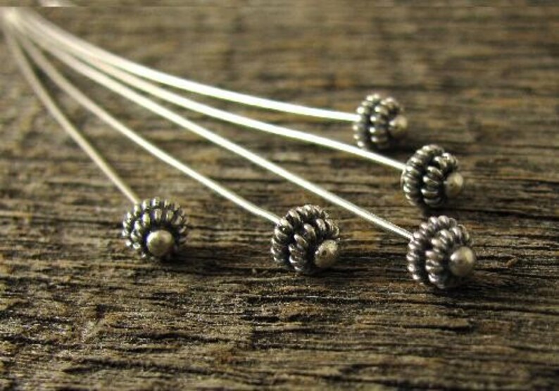 4 Sterling Silver Head Pins 5mm Head 85mm Long with Etsy
