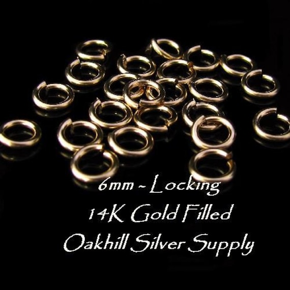 Bails 6mm Round Locking Tempered and Hardened Connectors 18 gauge Oakhill Silver Supply JR2 10 Links Sterling Silver Jump Rings