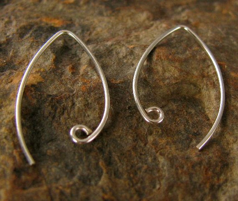 5 Pr Marquise Shaped Earring Hook Contemporary 26mm Sterling Silver Ear Wires Classic 20 Gauge Oakhill Silver Supply E230 Modern