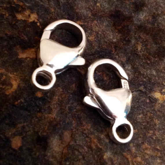 STERLING SILVER Oval Lobster Claws Clasps 13mm 2 Large Etsy