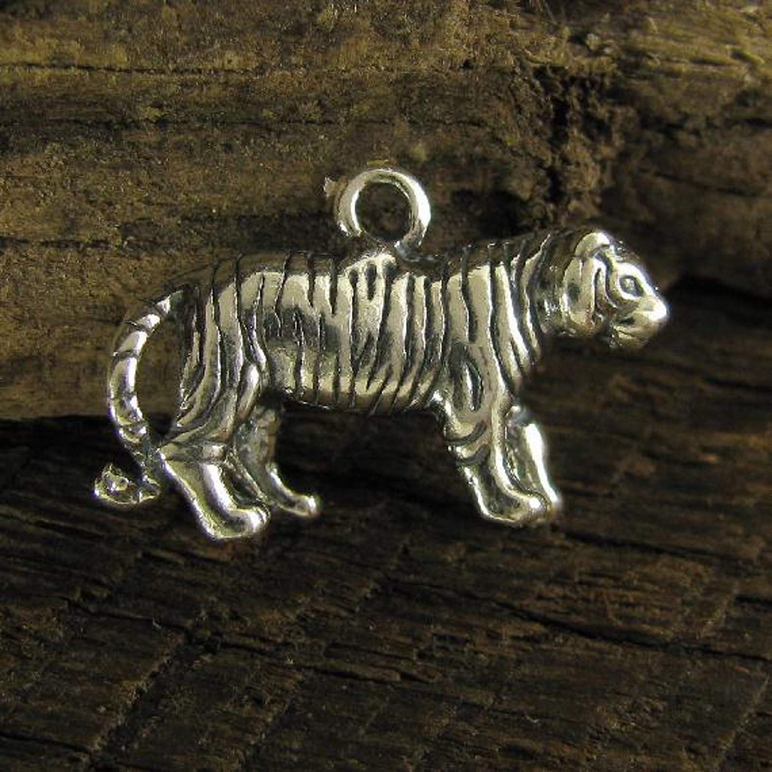 Sterling Silver Tiger Charm 3D Mascot Tiger Lots of Details Etsy