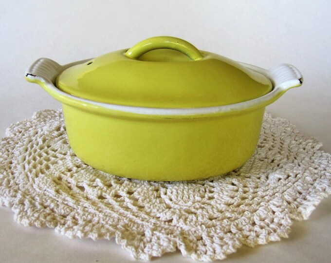 Descoware Small Yellow Pot Casserole FE Belgium 8 Oval Shape Etsy
